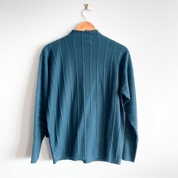 Nanette Lepore Sweater Teal Wool Blend Glitter Stripe Women's S Dolman Sleeves - Picture 2 of 8